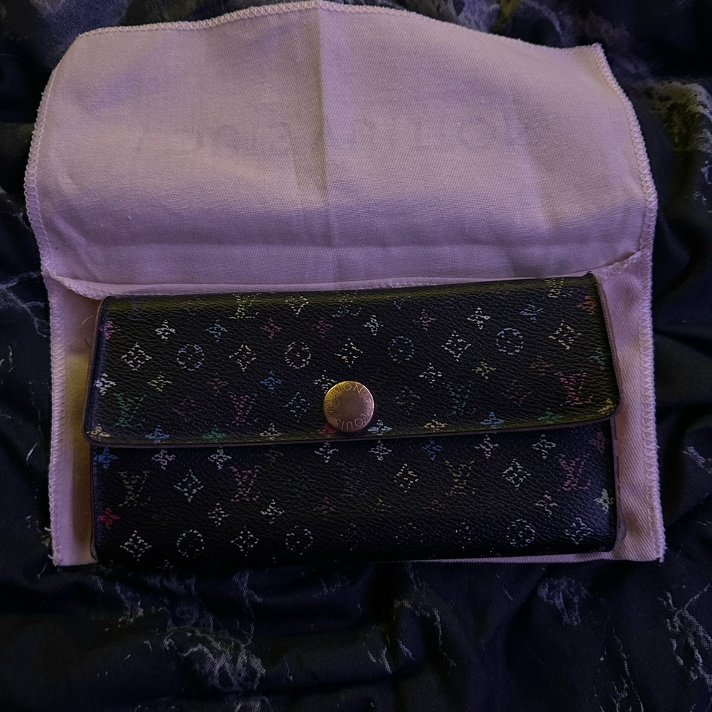NO DUST BAG- Louis Vuitton Long Wallet  Black Monogram MultiColor